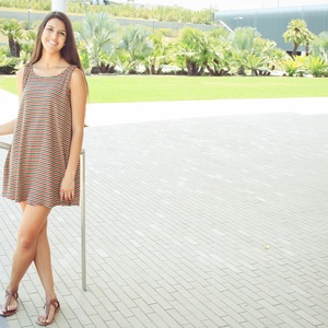 Multi-Color Striped Dress - Thumbnail 1