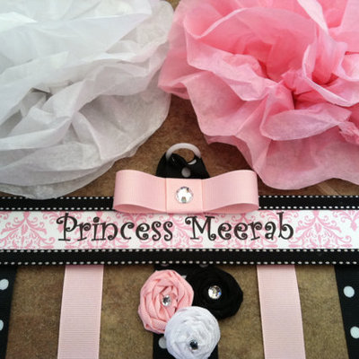 Taylors treasures - personalized princess - hair bow holder - any name or colors
