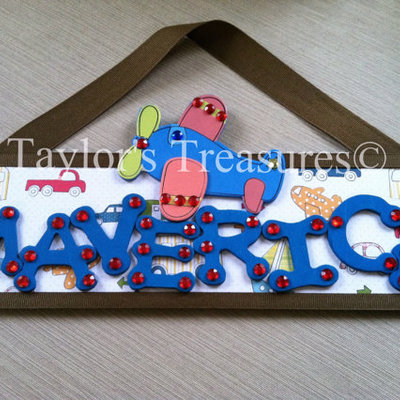 Taylors treasures - boys nursery plaque - personalized with any color/any name/any theme