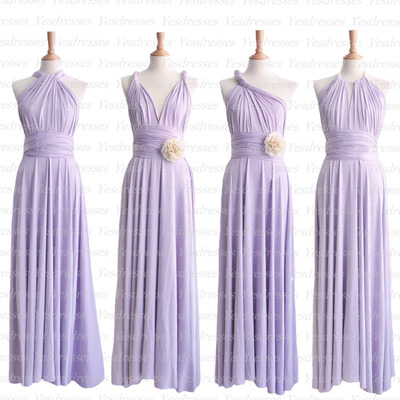 Long bridesmaid dress, lilac bridesmaid dress, convertible bridesmaid dress, jersey bridesmaid dress, popular bridesmaid dress, pd15350 - Thumbnail 2