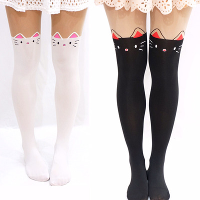 Kawaii cat thigh high tights/pantyhose