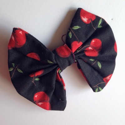 Cherry fabric bow