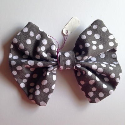 Grey dots fabric bow
