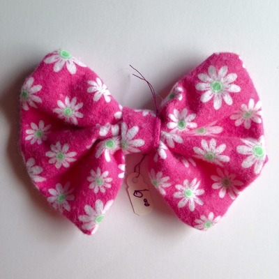 Pink flowers fabric bow