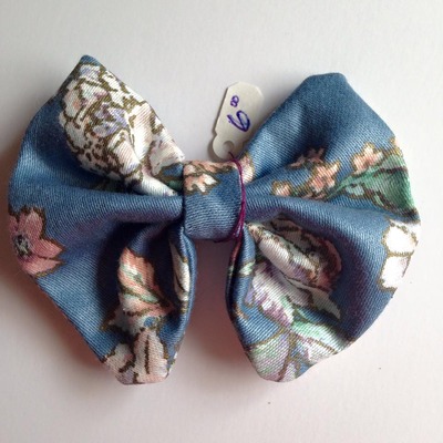 Blue Flowers Fabric Bow