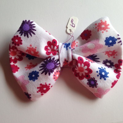 Multi-colored Flowers Fabric Bow