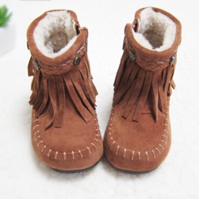 Brown fringe booties 