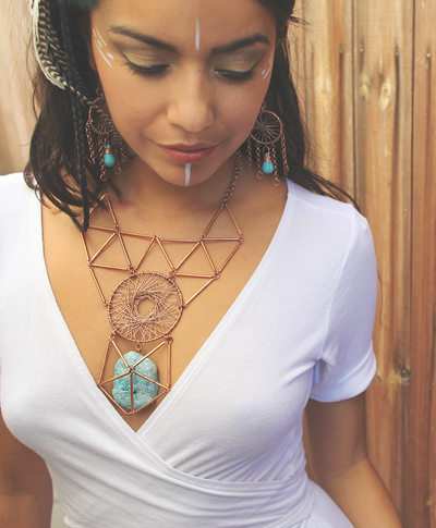 DREAM NECKLACE  - COPPER + TURQUOISE GEODE