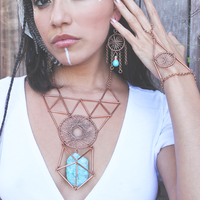 DREAM NECKLACE  - COPPER + TURQUOISE GEODE - Thumbnail 1