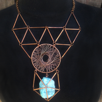 DREAM NECKLACE  - COPPER + TURQUOISE GEODE - Thumbnail 2