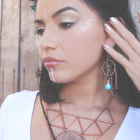 DREAM CATCHER EARRINGS - COPPER + TURQUOISE - Thumbnail 1
