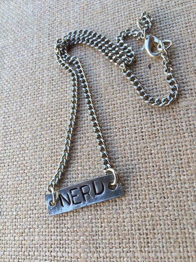 Nerd Hand Stamped Necklace