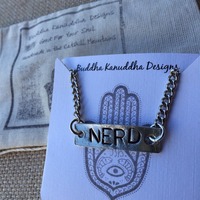 Nerd Hand Stamped Necklace - Thumbnail 1