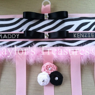 Taylors treasures - xl double name in stones hair bow holder - personalized with any name