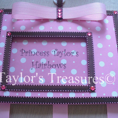 Taylors treasures - personalized birth announcement - hair bow holder - photo frame - anycolor/pattern/trim
