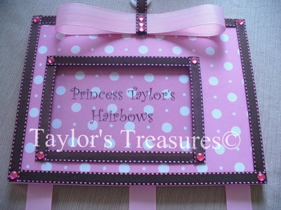 Taylors Treasures - Personalized Birth Announcement - Hair Bow Holder - Photo Frame - AnyColor/Pattern/Trim