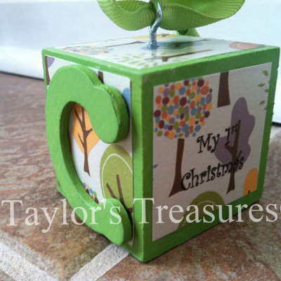 Taylors treasures - nursery message blocks - wood blocks - personalized monogrammed - zebra - ornaments - Thumbnail 2