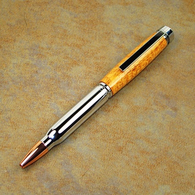 Curly honduran mahogany .30 cal express bullet pen - Thumbnail 3