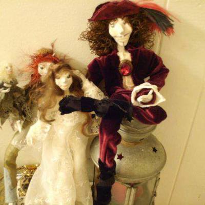Peter, tink,wendy and captain hookhandcrafted ooak  peter pan fairy art dolls-set of four dolls