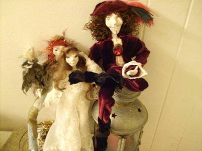 Peter, Tink,Wendy and Captain HookHandcrafted OOAK  Peter Pan Fairy Art Dolls-Set of Four Dolls