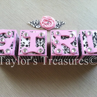 Taylors treasures - nursery blocks w/name - wood blocks - personalized - monogrammed - Thumbnail 1