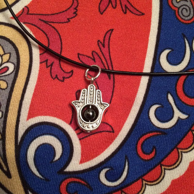 Hematite hamsa necklace