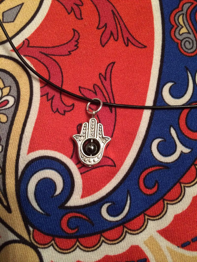 Hematite Hamsa Necklace