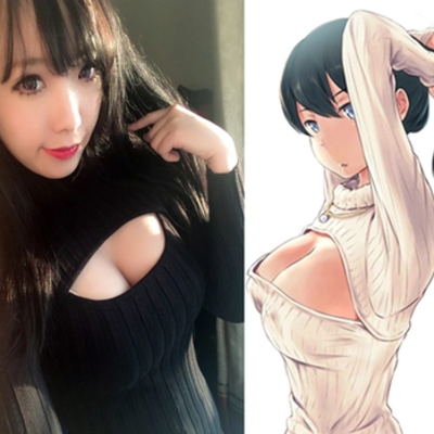 Japanese sweet sexy striped sweater