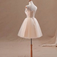 short homecoming dress, cheap junior homecoming dress, champagne prom dress, party dress for girls, E183 - Thumbnail 2