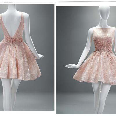 Short homecoming dress, pink prom dress, party dress for girls, party prom dress, cheap prom dress, e185 - Thumbnail 5