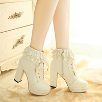 Sweet lace high-heeled shoes - Thumbnail 2