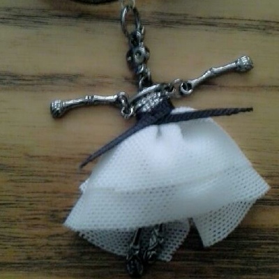 Little dead skeleton ballerina pendant ribbon and chord necklace