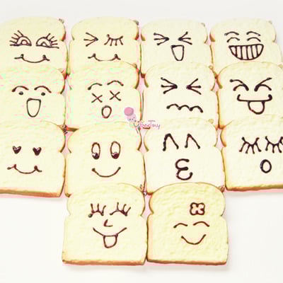 Jumbo emoticon toast squishies (scented)