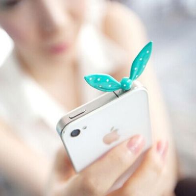 Bowknot rabbit ear smart phones jack plug ear cap dustproof plug stopper - Thumbnail 5