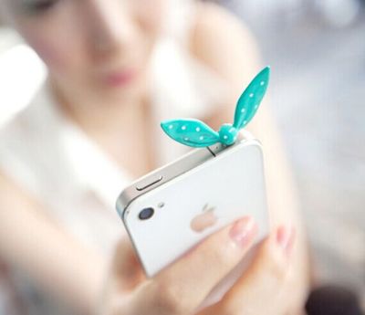 Bowknot Rabbit Ear Smart phones Jack Plug Ear Cap Dustproof Plug Stopper