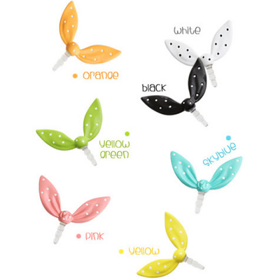 Bowknot rabbit ear smart phones jack plug ear cap dustproof plug stopper