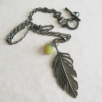 LONG Necklace Large Feather Charm Necklace Bohemian Chic Jewelry For Women - Thumbnail 1