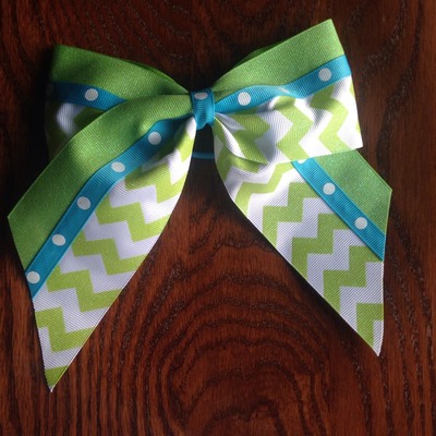 Glitter lime green with chevron and blue dots - Thumbnail 2