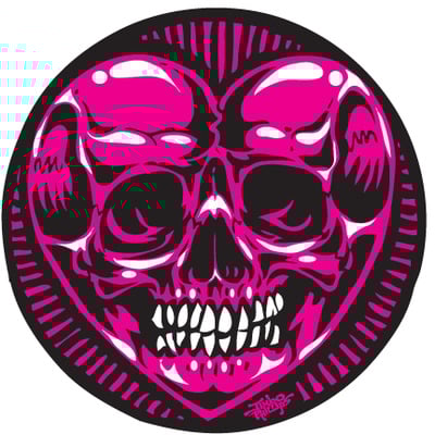 Skull heart full silkscreened round sticker - Thumbnail 5