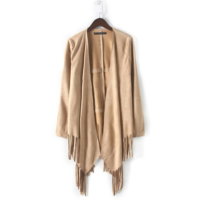 Suedette fringe cardigan