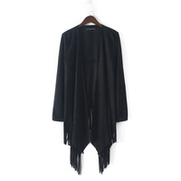 Suedette Fringe Cardigan - Thumbnail 2