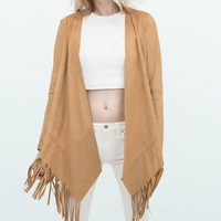 Suedette Fringe Cardigan - Thumbnail 3