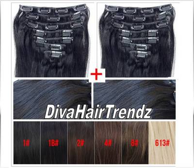 20" indian remy black clip in [14 pieces] 2 for 1 sale!