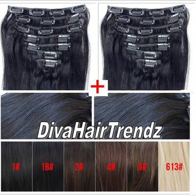 20" indian remy black clip in [14 pieces] 2 for 1 sale!