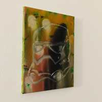 9x12" Star Wars Stormtrooper Abstract Acrylic Hand Paining on canvas  - Thumbnail 2