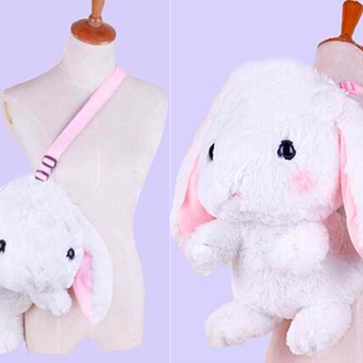 Plushed bunny love dual-backpack