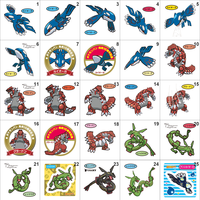 382, 383, 384 Kyogre, Groudon, Rayquaza Pan Stickers Pokemon - Thumbnail 1
