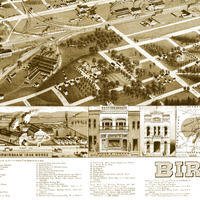 Birmingham, Alabama in 1885 - Bird's Eye View Map, Aerial, Panorama, Vintage, Antique, Reproduction, Giclée, Fine Art, Wall Map, History - Thumbnail 1