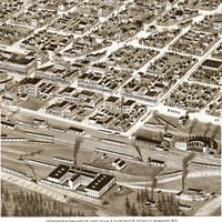 Texarkana, Arkansas and Texas in 1888 - Bird's Eye View, Aerial Panorama, Vintage, Antique Map, Reproduction, Fine Art, Wall Art, History - Thumbnail 1