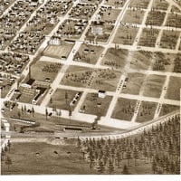 Texarkana, Arkansas and Texas in 1888 - Bird's Eye View, Aerial Panorama, Vintage, Antique Map, Reproduction, Fine Art, Wall Art, History - Thumbnail 3